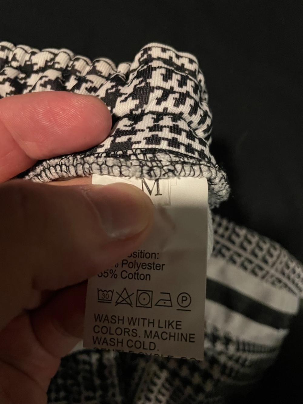Black & White Plaid Track Joggers with Side Stripes - Picture 3 of 3